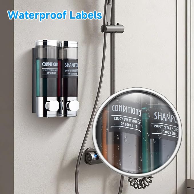 Shampoo and Conditioner Dispenser, GlintGath Shower Dispenser 2 Chamber No - Image 2