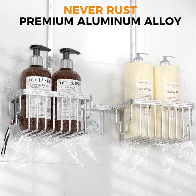 REINHARDT Aluminum Shower Caddy Hanging Adjustable Shower Caddy, Rustproof - Image 3