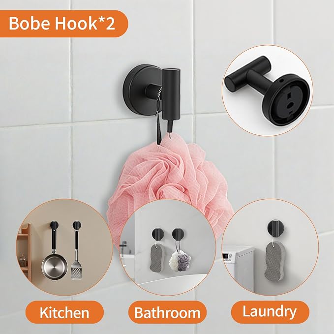 5-Piece Matte Black Bathroom Hardware Set, Towel Racks Set - Image 7
