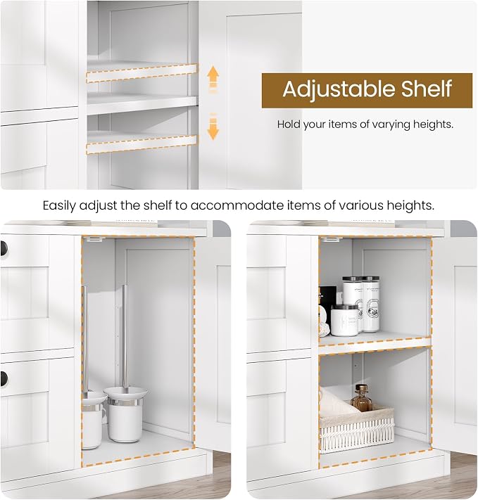Bathroom Cabinet, Modern Bathroom Floor Storage Cabinet Organizer - Image 7