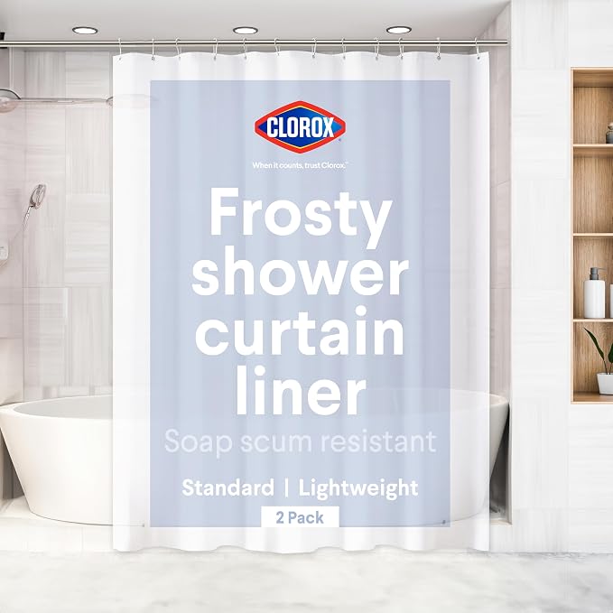 Clorox Shower Curtain Liner, Premium Lightweight Durable Waterproof 4g PEVA by Clorox