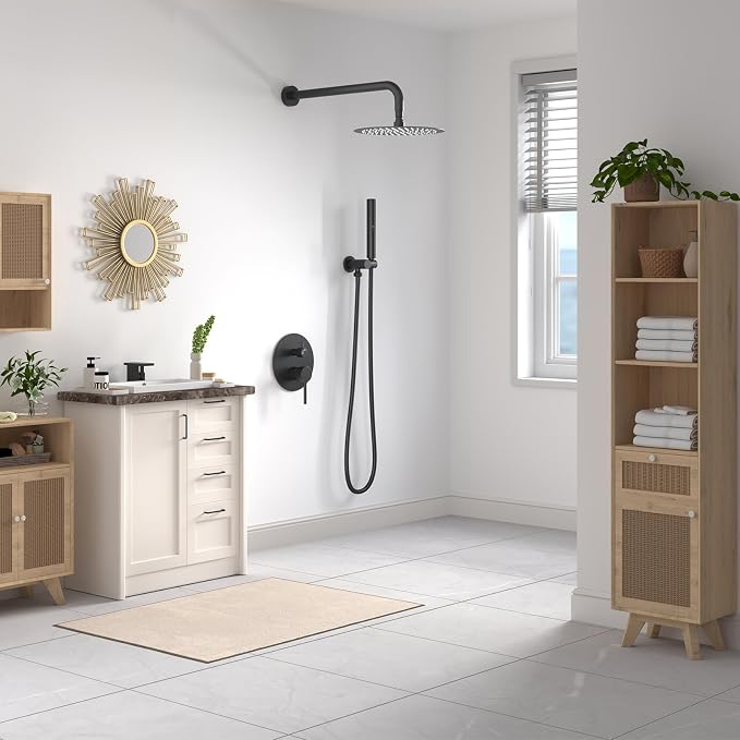 BESy Shower System with 10 Inch Round Rain Shower Head and Handheld Wall Mounted - Image 2