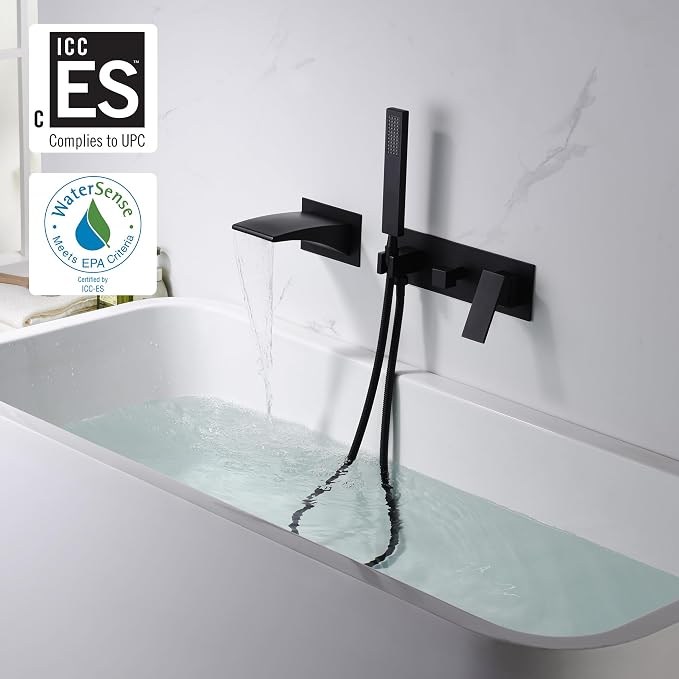 sumerain Bathtub Wall Faucet Matte Black - Image 2