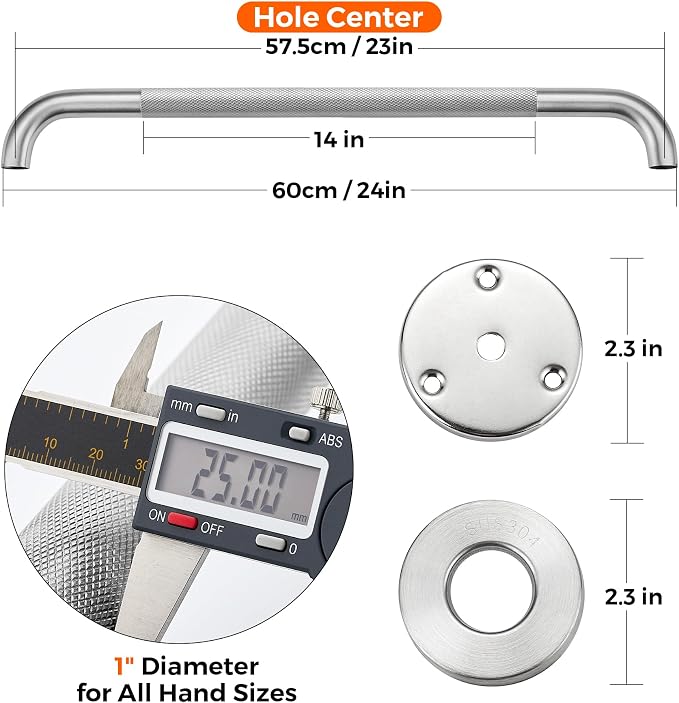 Grab Bars for Shower, 2 Pack 24-Inch Anti Slip Shower Handles for Elderly - Image 4