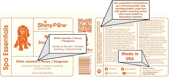 Jasmine & Honey Spa Body Wash for Dogs by Shiny Paw 16 oz | Dog Itchy Skin - Image 7