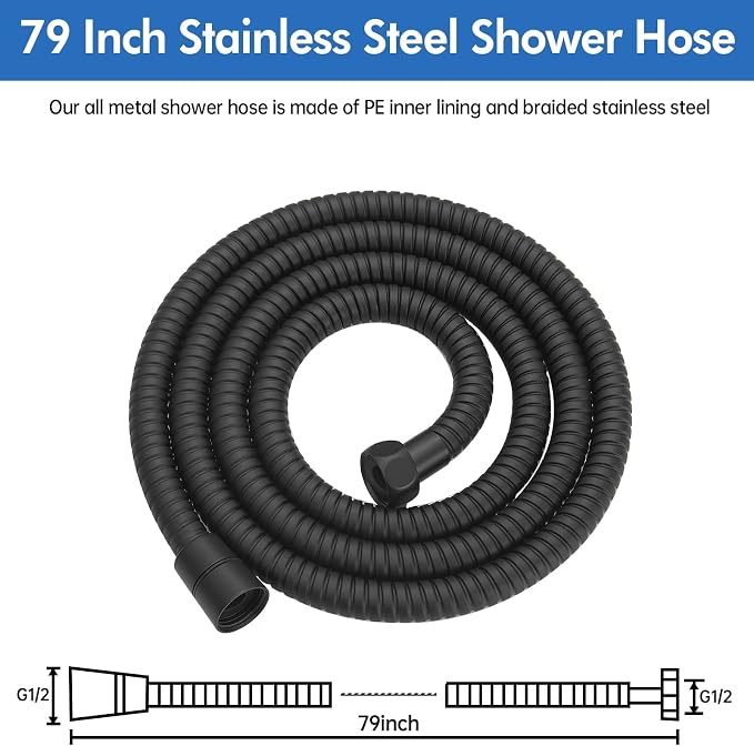 RUMOSE 79 inches Shower Hose Shower Head Extension Hose Extra Long Stainless - Image 6