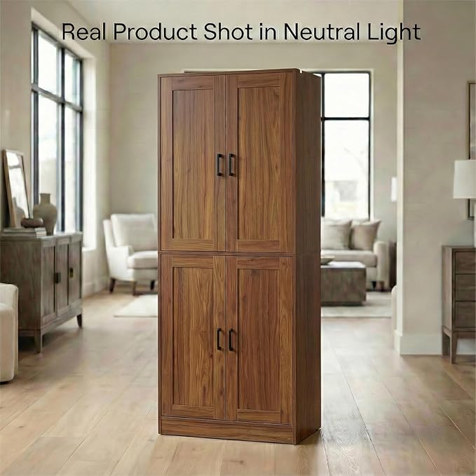 71" Tall Kitchen Pantry Cabinet, Freestanding Food Storage Organizer - Image 6