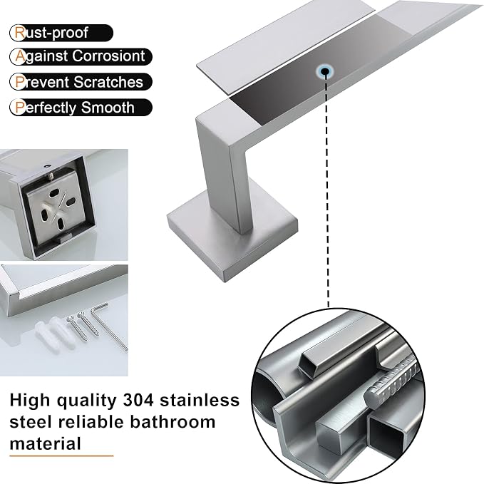 YACVCL 5-Piece Bathroom Hardware Accessories Set 23.6 inch Towel Bar Towel Rack - Image 8