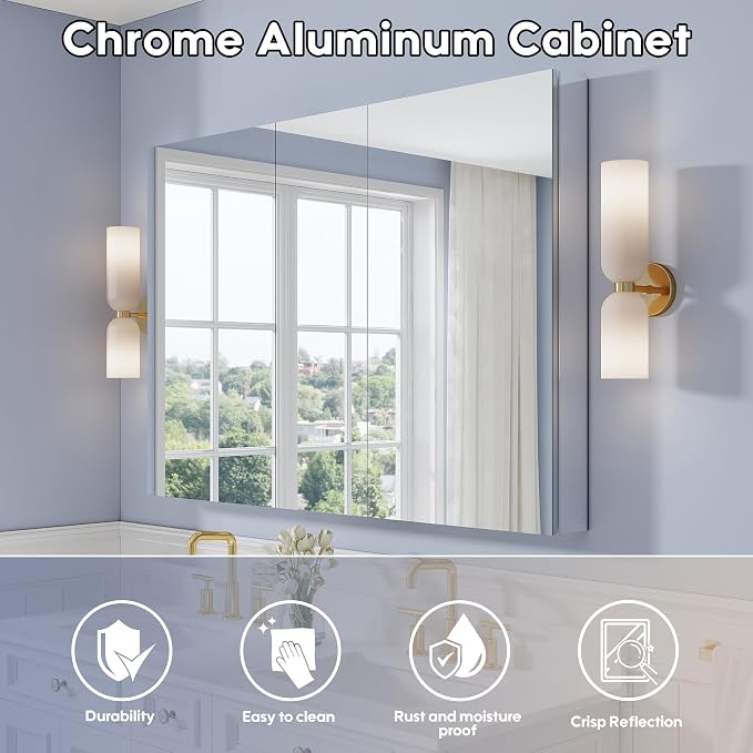 WELLFOR 52" x 36" Bathroom Medicine Cabinet - Image 3