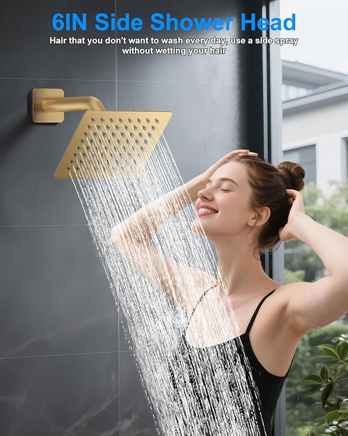 Shower System with Pressure Balance Valve, Brushed Gold - Image 5