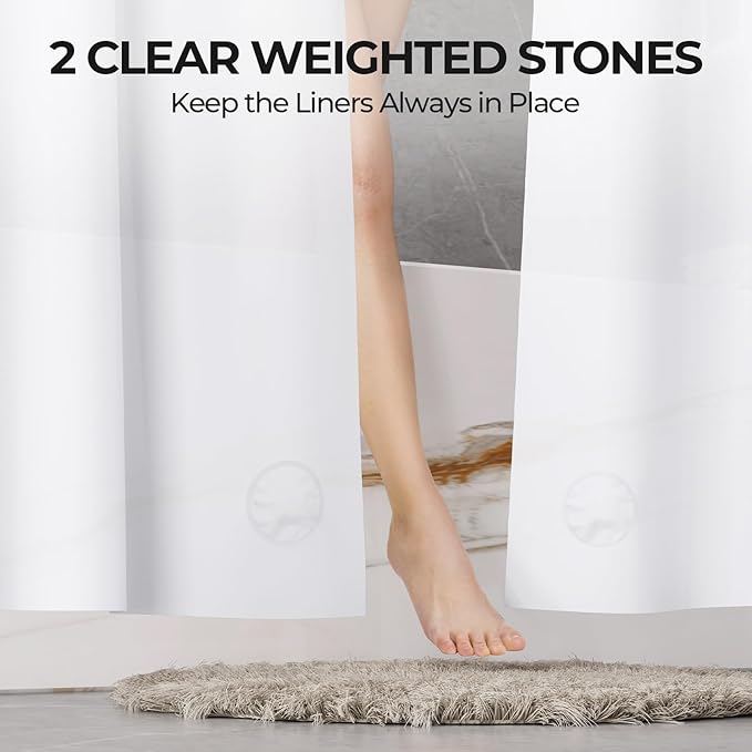 AmazerBath Stall Shower Curtain Liner 2 Pack, 36 x 72 Inches PEVA Plastic - Image 3