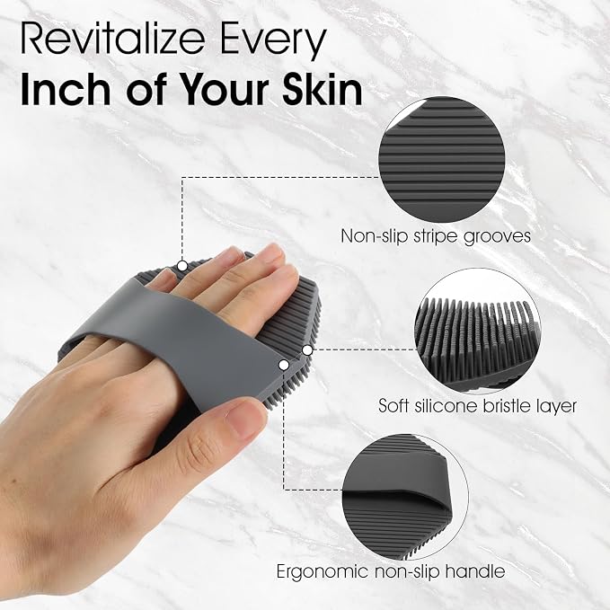 Ouligay 2 Pack Silicone Body Scrubber Exfoliator Shower Brush - Image 3