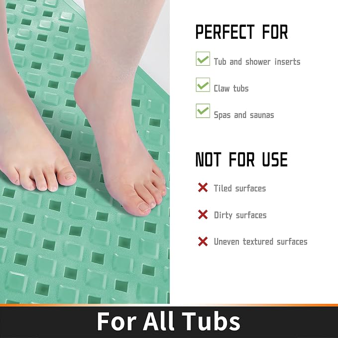 Yimobra Non Slip Bath Mat, Super Strong Suction Cups, 34.5"x15.5"Long Tub Mat - Image 4
