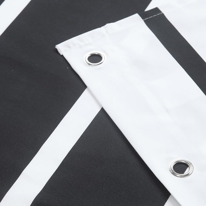 Extra Long Black Shower Curtain, Modern Black and White Stripe Waterproof - Image 4