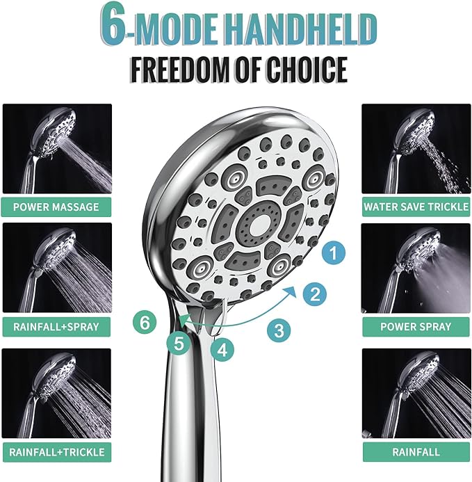 SR SUN RISE 12 Inch Shower System, Slide Bar Shower Faucets Sets Complete Round - Image 5