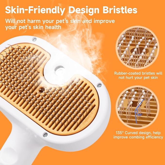 Pet Steam Brush for Dog & Cat – 3-in-1 Spray Hair Removal Comb for Shedding & - Image 4