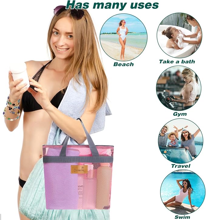 KALIONE Mesh Shower Caddy Bag, Portable Gym Shower Bag, Quick Dry Hanging - Image 4