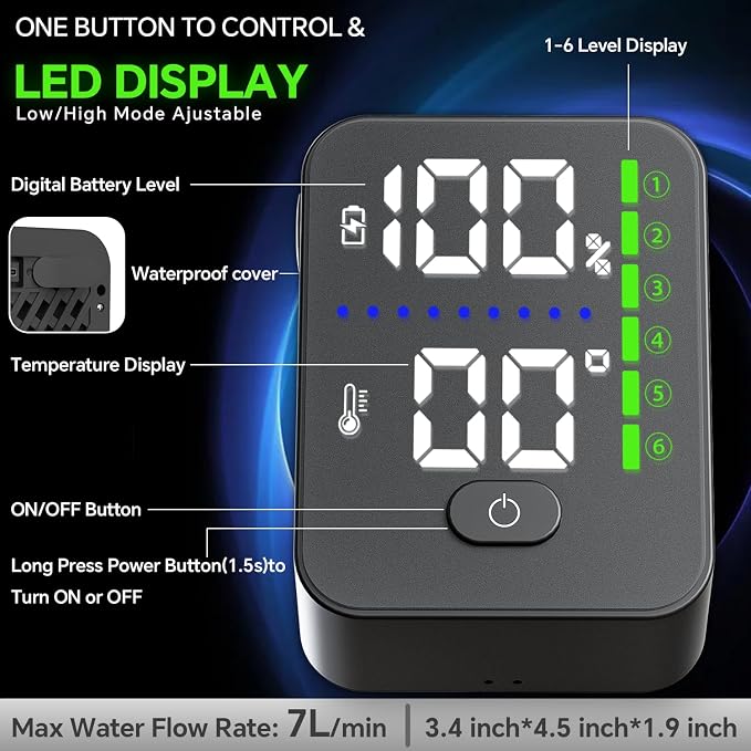 SHIJING Portable Shower with Heater, 8000mAh Rechargeable Battery - Image 4