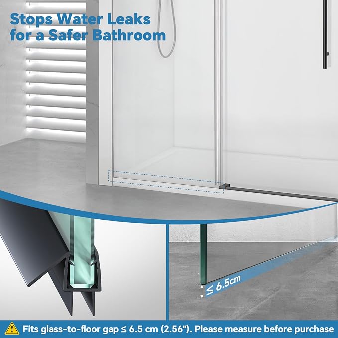 Shower Door Bottom Seal Strip, Fits 10mm Thick Glass, Prevents Leaks, Easy - Image 3