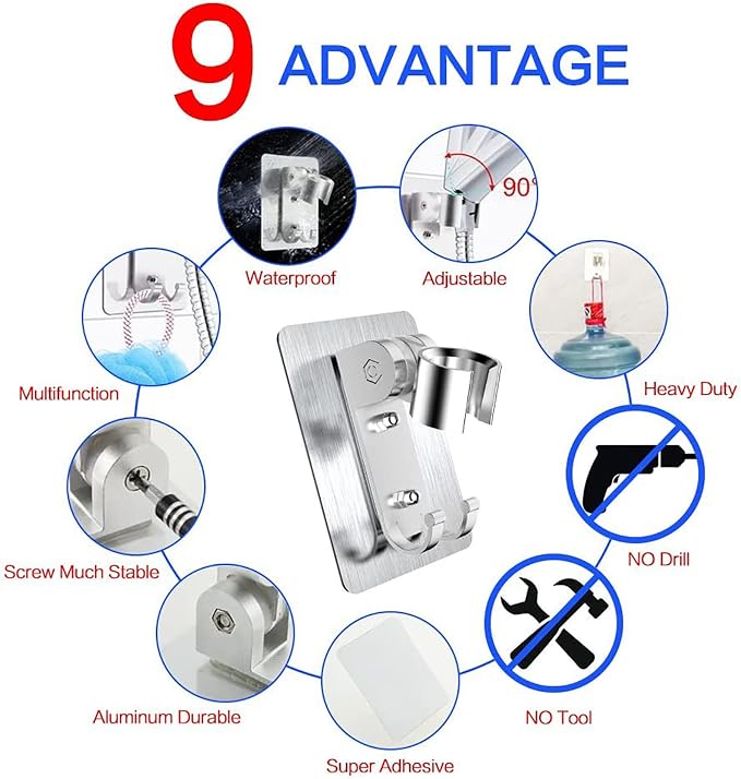 Strong Adhesive Shower Head Holder CACASO Adjustable Shower Wand Holder - Image 3