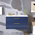 30" Bathroom Vanity with Sink, Floating Vanity Bathroom Sink Cabinet Wall Mount by Buytime