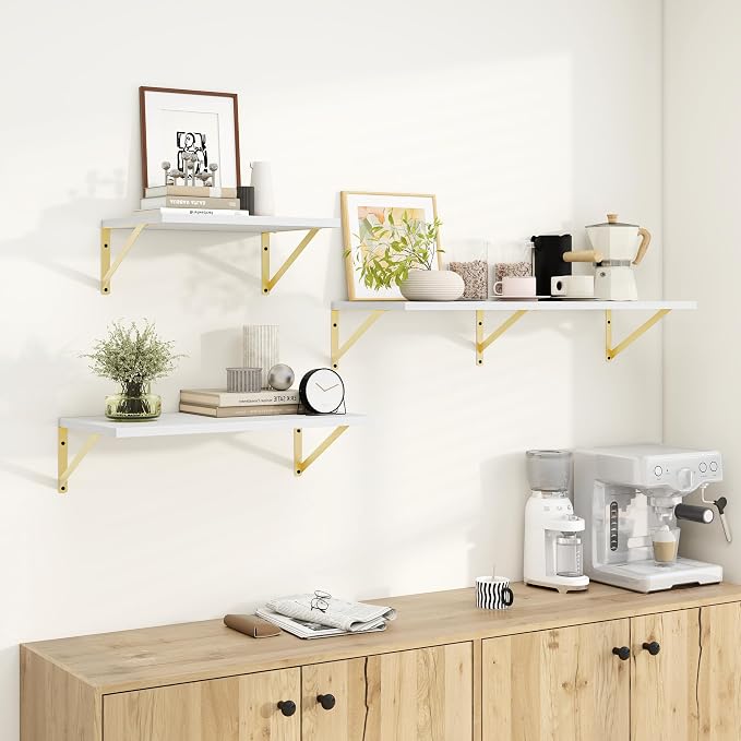 Dreamland Gold Shelves for Wall, Large Floating Shelf 12 * 24 inch Set of 2 for - Image 4
