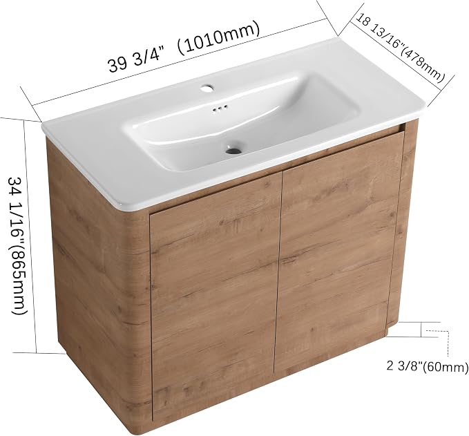 40 Inch Bathroom Vanity with Sink, Premium Plywood Wooden Cabinet with Soft - Image 2