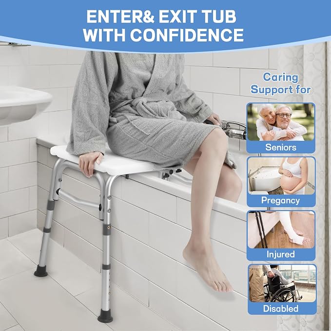 TABEKE Tub Transfer Bench for Bathtub, Tool Free Assembly Shower Chair - Image 7