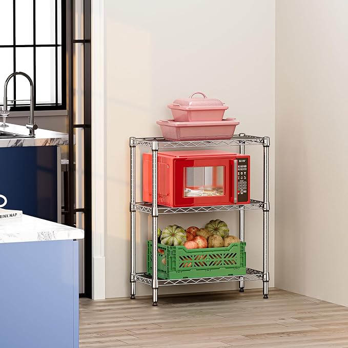 IZEUK 3 Tier Heavy Duty Steel Storage Shelves, Metal Shelf Wire Shelving Rack - Image 2