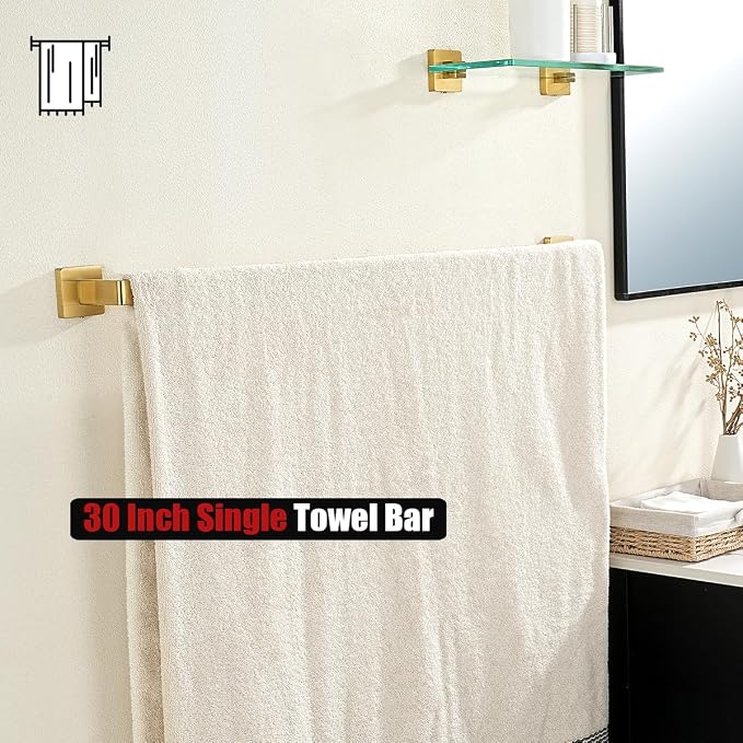 JQK Gold Towel Bar, Rounded Edges 32.36 Inch Towel Rack, 304 Stainless Steel - Image 7