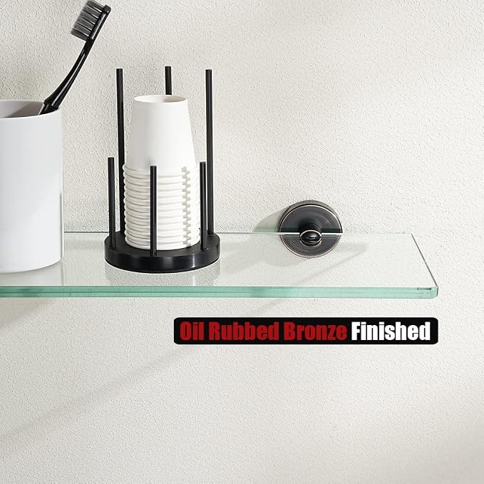 JQK Bathroom Glass Shelf Oil Rubbed Bronze, Tempered Glass Shower Storage 14 by - Image 7