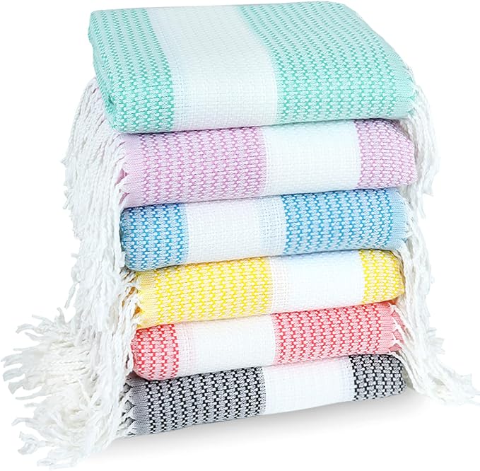 6 Pack Cotton Turkish Beach Towel Lightweight Thin Travel Vacation Essentials by Unknown
