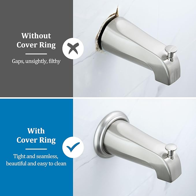 Enhon Metal Tub Spout Cover Ring, Bathroom Faucet Remodeling Wall Plate - Image 4
