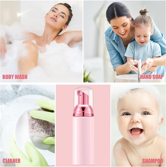 Lil Ray 2 Oz Empty Light Pink Foam Pump Bottle, Travel Foamer Soap Dispenser - Image 4