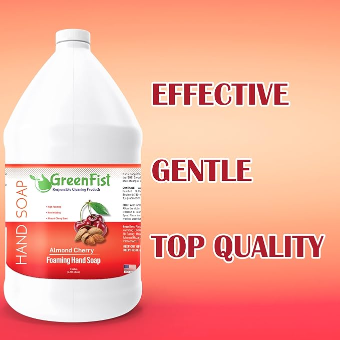 GreenFist Foaming Hand Soap Refills Almond Cherry Scent Jug Foam Refill Made in - Image 2