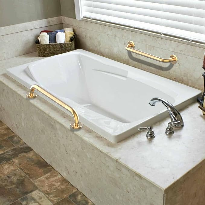 24 Inch Anti Slip Shower Grab Bar Gold, Munzong 2 Pack Bathroom Grab Bar - Image 7