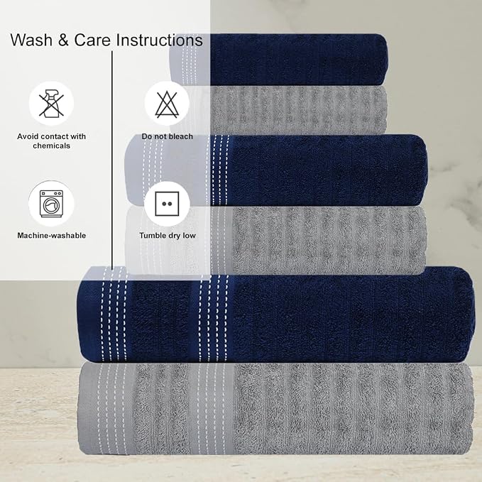 CASA COPENHAGEN Elegance Collection Towels 550 GSM 2 Bath Towel 2 Hand Towel 2 - Image 4