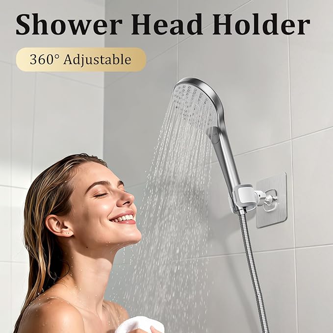 Adjustable Wall Mounted Shower Head Holder, Strong Adhesive & Drilling 2 - Image 4