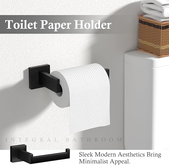 15-Piece Matte Black Bathroom Accessories Set – 23.6" Towel Bar, Towel Ring - Image 4