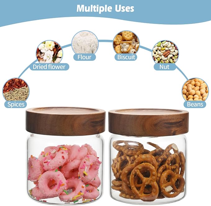 Small Glass Jars With Lids 16oz Spice Jars with Screw Lids Kitchen Clear Glass - Image 3