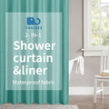 2-in-1 Waterproof Fabric Shower Curtain or Liner, Linen Textured, Breathable by THAIGEE