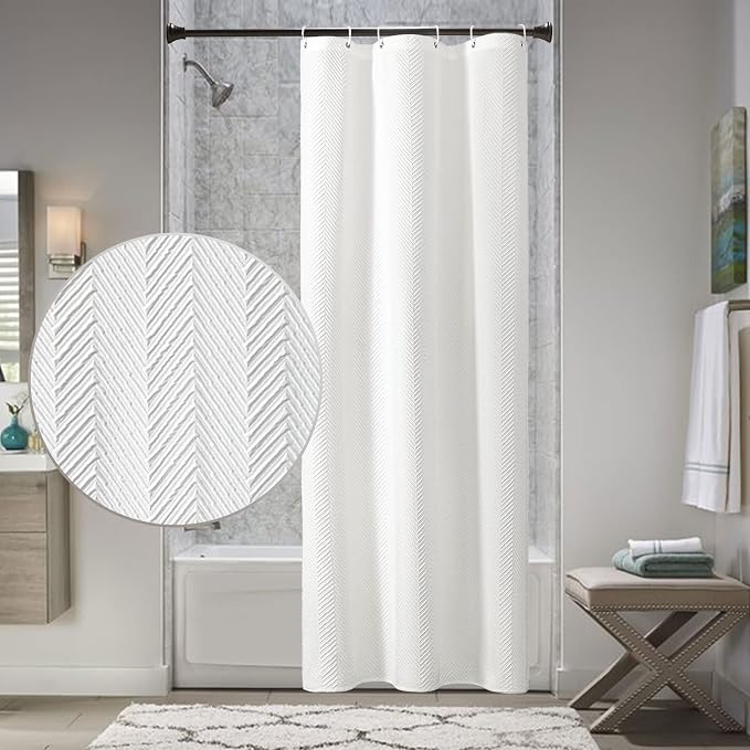 Gibelle Small Stall Shower Curtain 36 x 72, Narrow Half 3D Embossed Textured by Gibelle