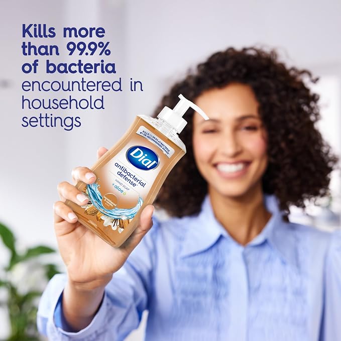 Dial Antibacterial Defense Liquid Hand Soap + Aloe, Sandalwood & Vanilla Scent - Image 2