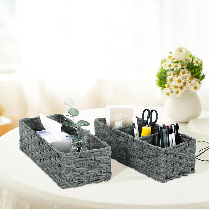 DULLEMELO Toilet Paper Basket for Organizing, Small Bathroom Baskets for Storage - Image 6
