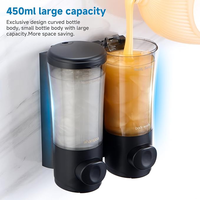Shampoo and Conditioner Dispenser No Drill Shower Soap Dispenser Wall Mounted - Image 3