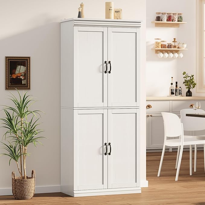 IDEALHOUSE Pantry Cabinet, Freestanding Cupboard, Tall Storage Cabinet - Image 3