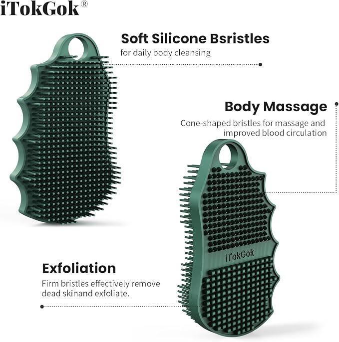 Silicone Body Scrubber Silver-Infused Dual-Sided 3-in-1 - Image 6