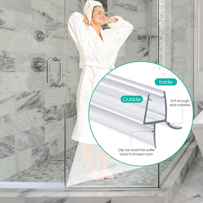 POZIA Clear Frameless Glass Shower Door Bottom Seal | Shower Door Sweep - Image 4