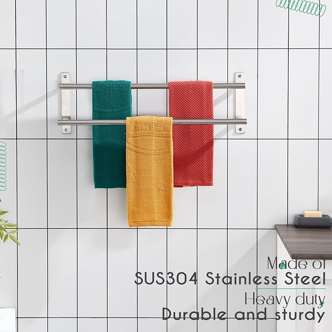 KOKOSIRI 20 Inch Bath Towel Bars Double Towel Racks Bathroom Towel Holder Towel - Image 7