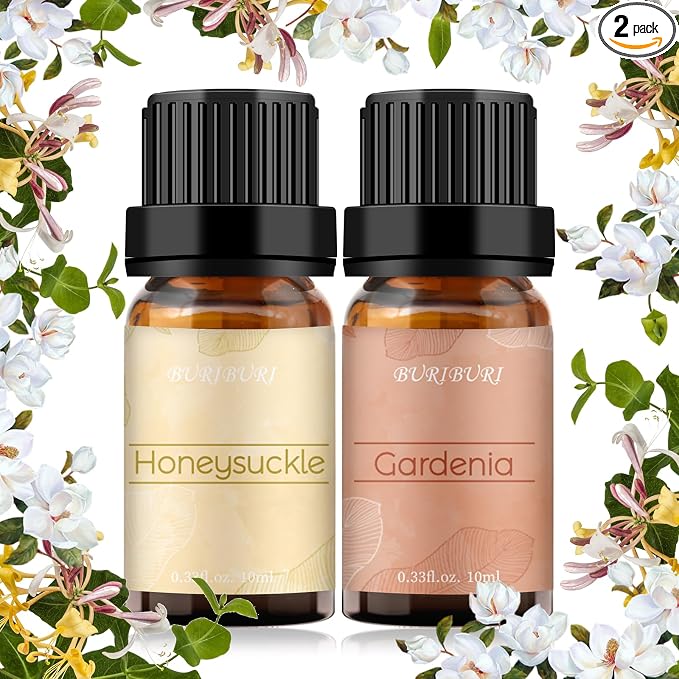 BURIBURI Honeysuckle and Gardenia Essential Oil Set, 100% Pure, Natural by BURIBURI